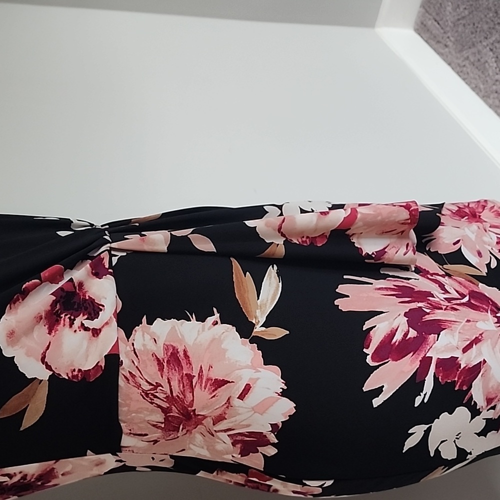 WHBM black floral no sleeve stretchy dress-S - Picture 2 of 9